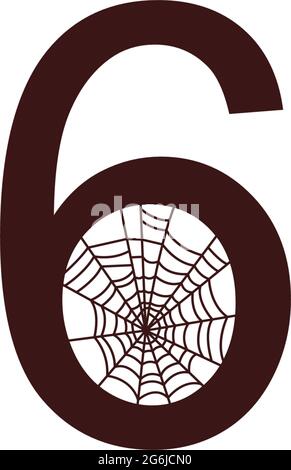 Number 6  with spider web icon design template vector illustration Stock Vector