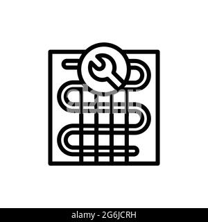 Repair underfloor heating color line icon. Handyman service. Isolated vector element. Outline pictogram for web page, mobile app, promo Stock Vector