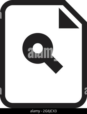 Document icon vector with search magnifying glass for business and finance in a outline glyph pictogram illustration Stock Vector