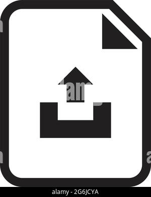 Upload document icon vector with uploading file for business application data and finance in a outline glyph pictogram illustration Stock Vector