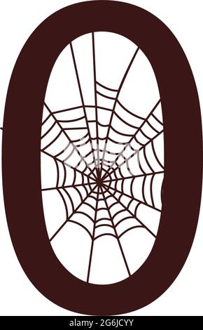 Number zero  with spider web icon design template vector illustration Stock Vector