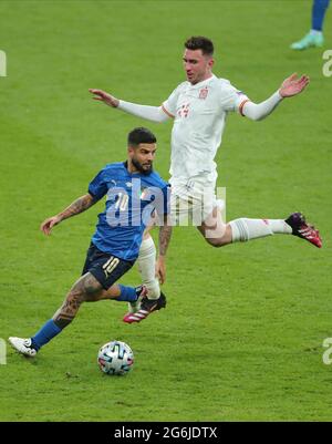 LORENZO INSIGNE, AYMERIC LAPORTE, ITALY V SPAIN, 2021 Stock Photo