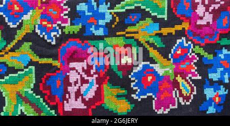 traditional romanian carpet, vintage textile piece Stock Photo