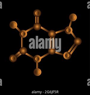 Caffeine coffee molecule 3d model in black background. Realistic vector illustration Stock Vector
