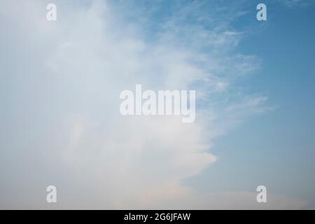Scattered cloud clusters in a blue sky, blue sky background with white clouds, Stock Photo