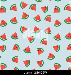 Seamless pattern, realistic pieces of watermelon - Vector illustration Stock Vector