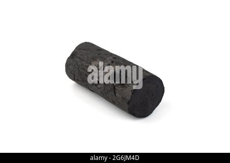 Natural wood charcoal isolated on white background. Pile of coal isolated on white background. Stock Photo