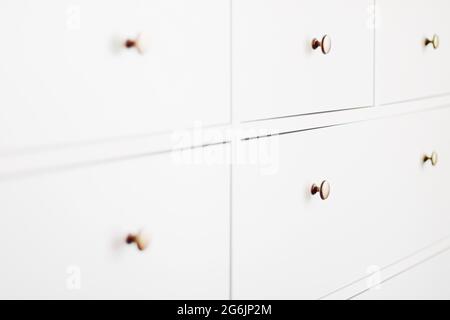 White dresser in bedroom, furniture and home decor Stock Photo