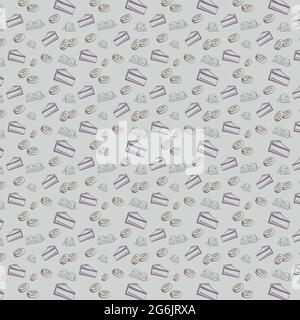 Seamless pattern, various sweets and drinks - Vector illustration Stock Vector