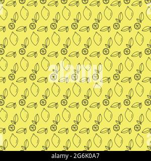 Seamless pattern, realistic ripe yellow lemons - Vector illustration Stock Vector