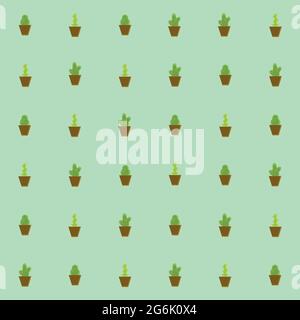 Seamless pattern, various plants in pots - Vector illustration Stock Vector