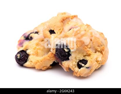 Lemon and Blueberry Scones on a White Background Stock Photo