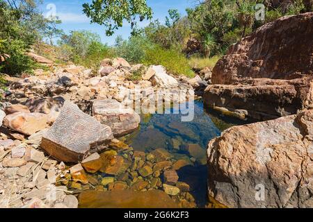 Rock pool at picturesque Emma Gorge, El Questro, Gibb River Road, Western Australia, WA, Australia Stock Photo
