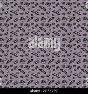 Seamless pattern, different food of different cuisines of the world - Vector illustration Stock Vector