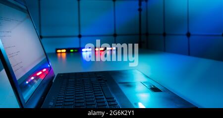 Computer program code on laptop screen Stock Photo