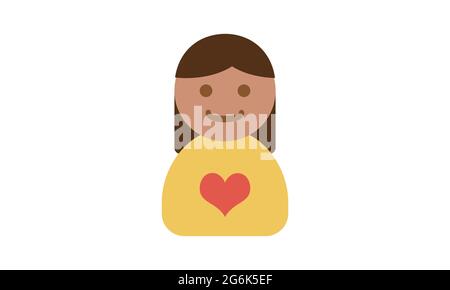 Female user icon in flat style on white background Stock Vector