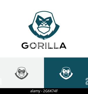 Big Strong Gorilla Silverback Monkey Ape Animal Logo Stock Vector