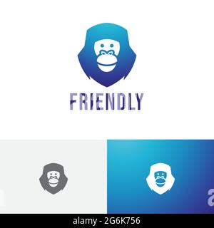 Friendly Gorilla Smiling Monkey Ape Animal Nature Logo Stock Vector