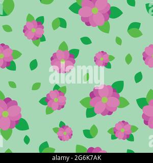 Seamless pattern, flowers of different sizes and leaves - Vector illustration Stock Vector
