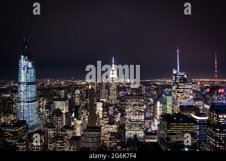 Manhattan view from observation deck on Rockafellar Building, New York City Stock Photo