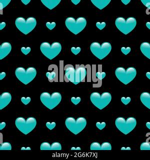 Seamless pattern, hearts on a black background - Vector illustration Stock Vector