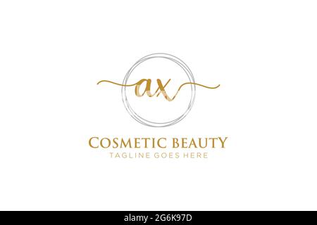 AX Feminine logo beauty monogram and elegant logo design, handwriting logo of initial signature, wedding, fashion, floral and botanical with creative Stock Vector