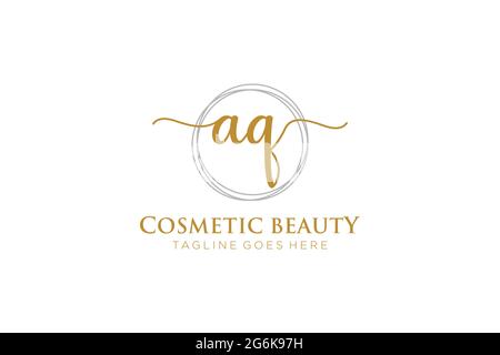 AQ Feminine logo beauty monogram and elegant logo design, handwriting logo of initial signature, wedding, fashion, floral and botanical with creative Stock Vector