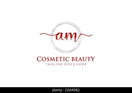 AM Feminine logo beauty monogram and elegant logo design, handwriting logo of initial signature, wedding, fashion, floral and botanical with creative Stock Vector
