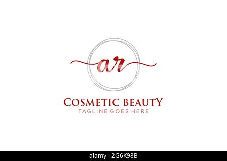 AR Feminine logo beauty monogram and elegant logo design, handwriting logo of initial signature, wedding, fashion, floral and botanical with creative Stock Vector