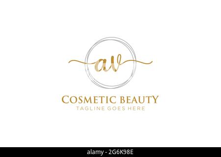 AV Feminine logo beauty monogram and elegant logo design, handwriting logo of initial signature, wedding, fashion, floral and botanical with creative Stock Vector