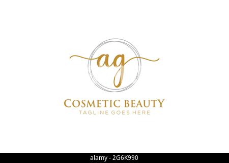 AG Feminine logo beauty monogram and elegant logo design, handwriting logo of initial signature, wedding, fashion, floral and botanical with creative Stock Vector