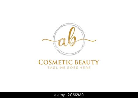 AB Feminine logo beauty monogram and elegant logo design, handwriting logo of initial signature, wedding, fashion, floral and botanical with creative Stock Vector