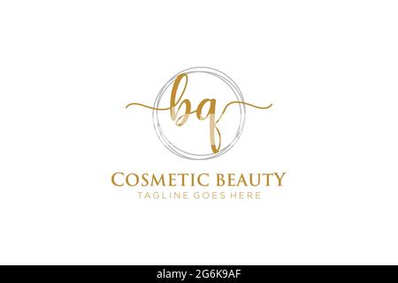 BQ Feminine logo beauty monogram and elegant logo design, handwriting logo of initial signature, wedding, fashion, floral and botanical with creative Stock Vector