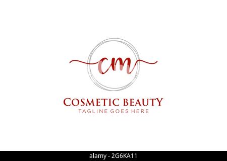 CM Feminine logo beauty monogram and elegant logo design, handwriting logo of initial signature, wedding, fashion, floral and botanical with creative Stock Vector