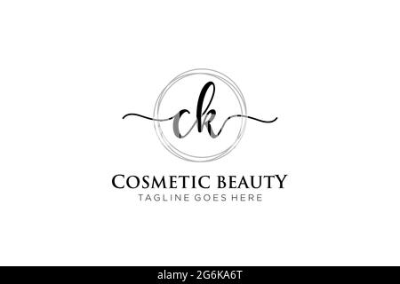 CK Feminine logo beauty monogram and elegant logo design, handwriting logo of initial signature, wedding, fashion, floral and botanical with creative Stock Vector