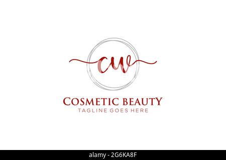 CW Feminine logo beauty monogram and elegant logo design, handwriting logo of initial signature, wedding, fashion, floral and botanical with creative Stock Vector