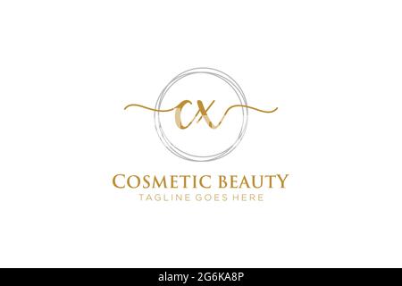 CX Feminine logo beauty monogram and elegant logo design, handwriting logo of initial signature, wedding, fashion, floral and botanical with creative Stock Vector