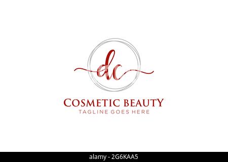 DC Feminine logo beauty monogram and elegant logo design, handwriting logo of initial signature, wedding, fashion, floral and botanical with creative Stock Vector