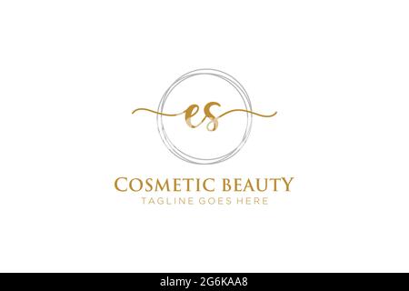 ES Feminine logo beauty monogram and elegant logo design, handwriting logo of initial signature, wedding, fashion, floral and botanical with creative Stock Vector