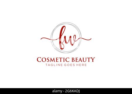FW Feminine logo beauty monogram and elegant logo design, handwriting logo of initial signature, wedding, fashion, floral and botanical with creative Stock Vector