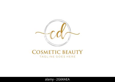 CD Feminine logo beauty monogram and elegant logo design, handwriting logo of initial signature, wedding, fashion, floral and botanical with creative Stock Vector