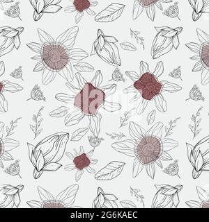 Seamless pattern, different leaves and branches - Vector illustration Stock Vector