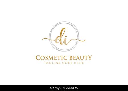 DI Feminine logo beauty monogram and elegant logo design, handwriting logo of initial signature, wedding, fashion, floral and botanical with creative Stock Vector