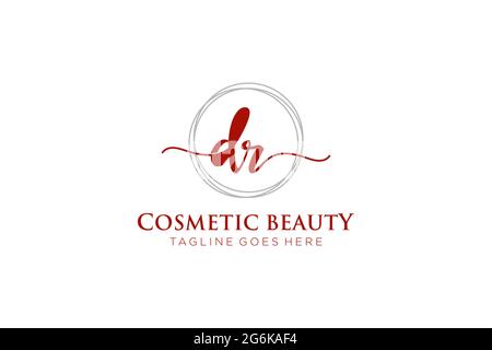 DR Feminine logo beauty monogram and elegant logo design, handwriting logo of initial signature, wedding, fashion, floral and botanical with creative Stock Vector