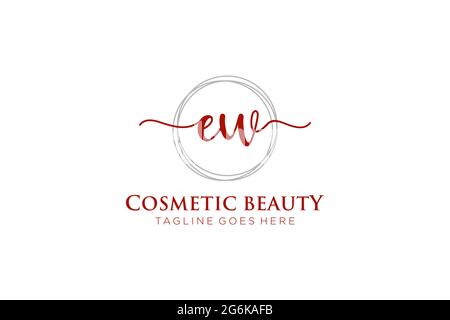 EW Feminine logo beauty monogram and elegant logo design, handwriting logo of initial signature, wedding, fashion, floral and botanical with creative Stock Vector