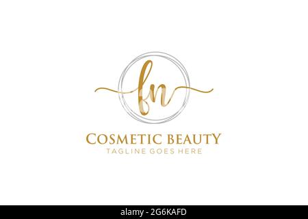 FN Feminine logo beauty monogram and elegant logo design, handwriting logo of initial signature, wedding, fashion, floral and botanical with creative Stock Vector