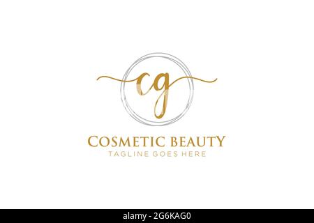 CG Feminine logo beauty monogram and elegant logo design, handwriting logo of initial signature, wedding, fashion, floral and botanical with creative Stock Vector