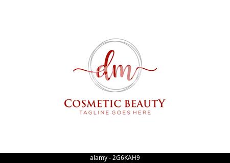 DM Feminine logo beauty monogram and elegant logo design, handwriting logo of initial signature, wedding, fashion, floral and botanical with creative Stock Vector