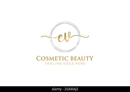 EV Feminine logo beauty monogram and elegant logo design, handwriting logo of initial signature, wedding, fashion, floral and botanical with creative Stock Vector