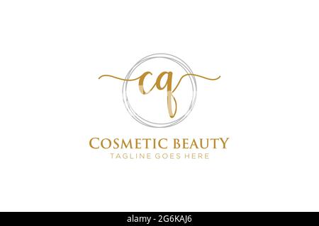 CQ Feminine logo beauty monogram and elegant logo design, handwriting logo of initial signature, wedding, fashion, floral and botanical with creative Stock Vector